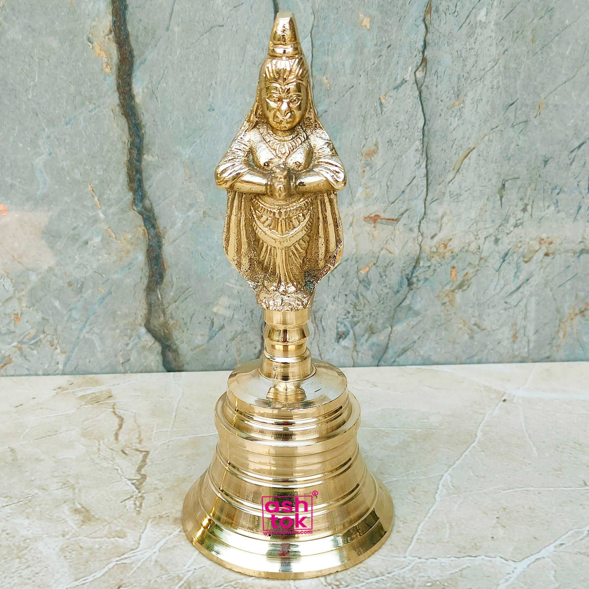 Brass Puja Bell, Hand Bell, Handcrafted Temple Bell, Brass Ghanta