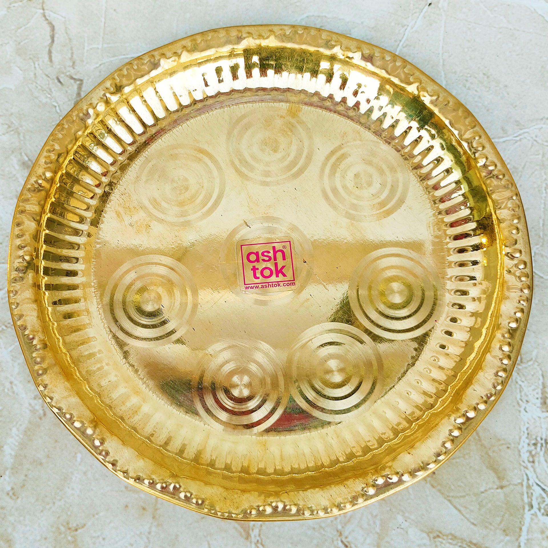 Brass Puja Plate, Multipurpose Plate, Puja Thali (Dia 8.5 Inches)