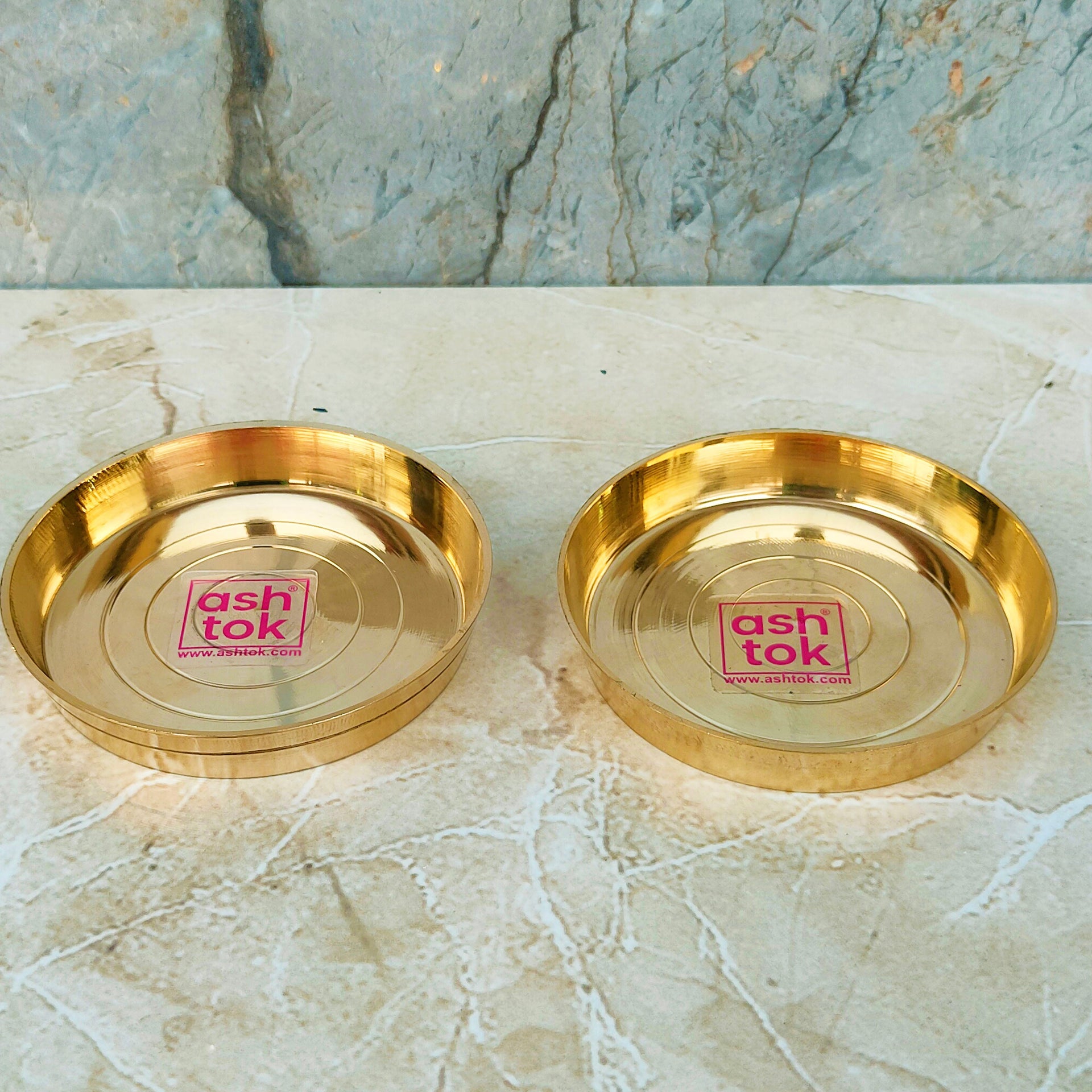 Brass Halwa Plate, Decorative Puja Plate, Sweet Plate (Set of 12)