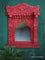 Wooden Jharokha Mirror - Red