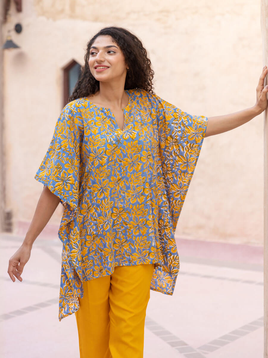 Floral Paradise Modal Kaftan Top