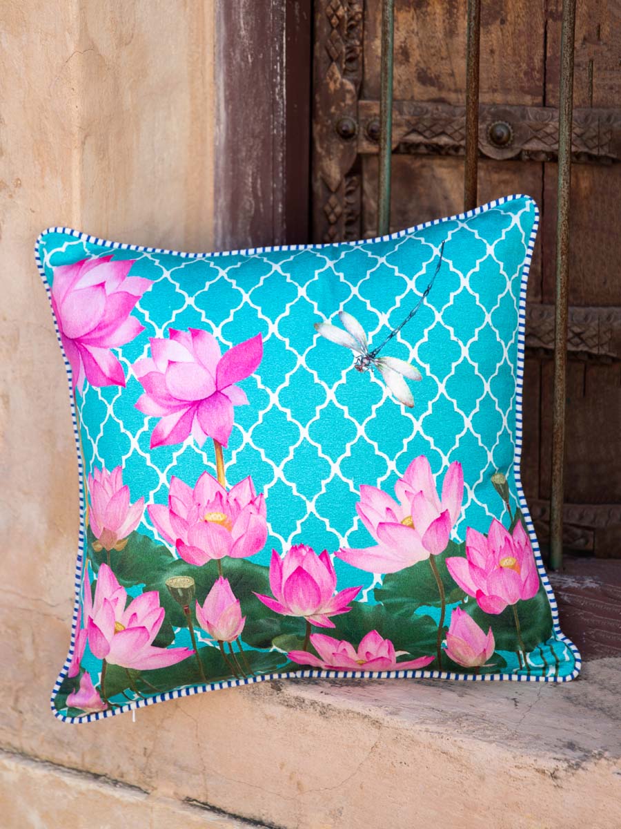 Vrindavan Cotton Cushion Cover - 16 Inch