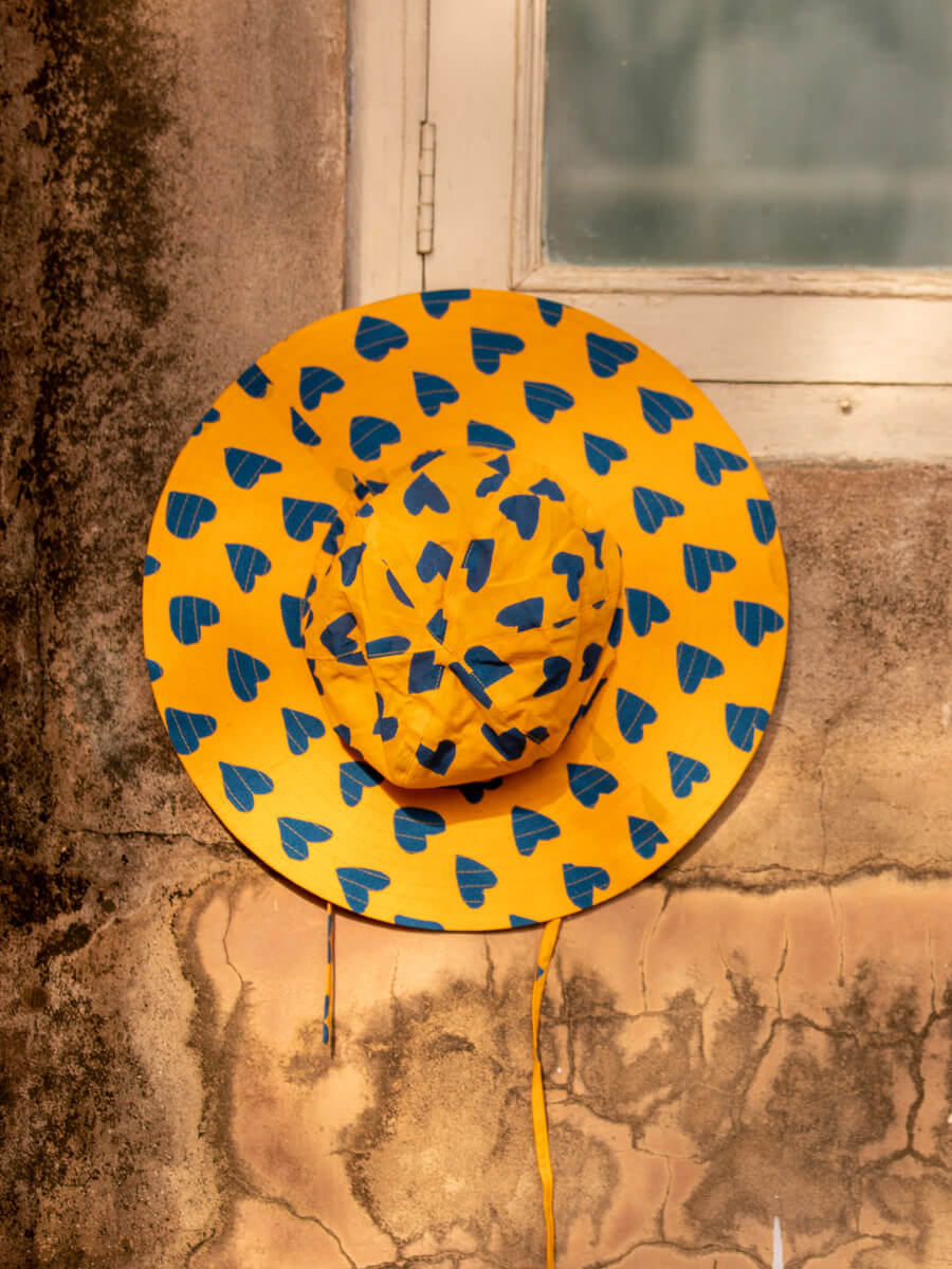 Heart Paradise Block Printed Cotton Hat