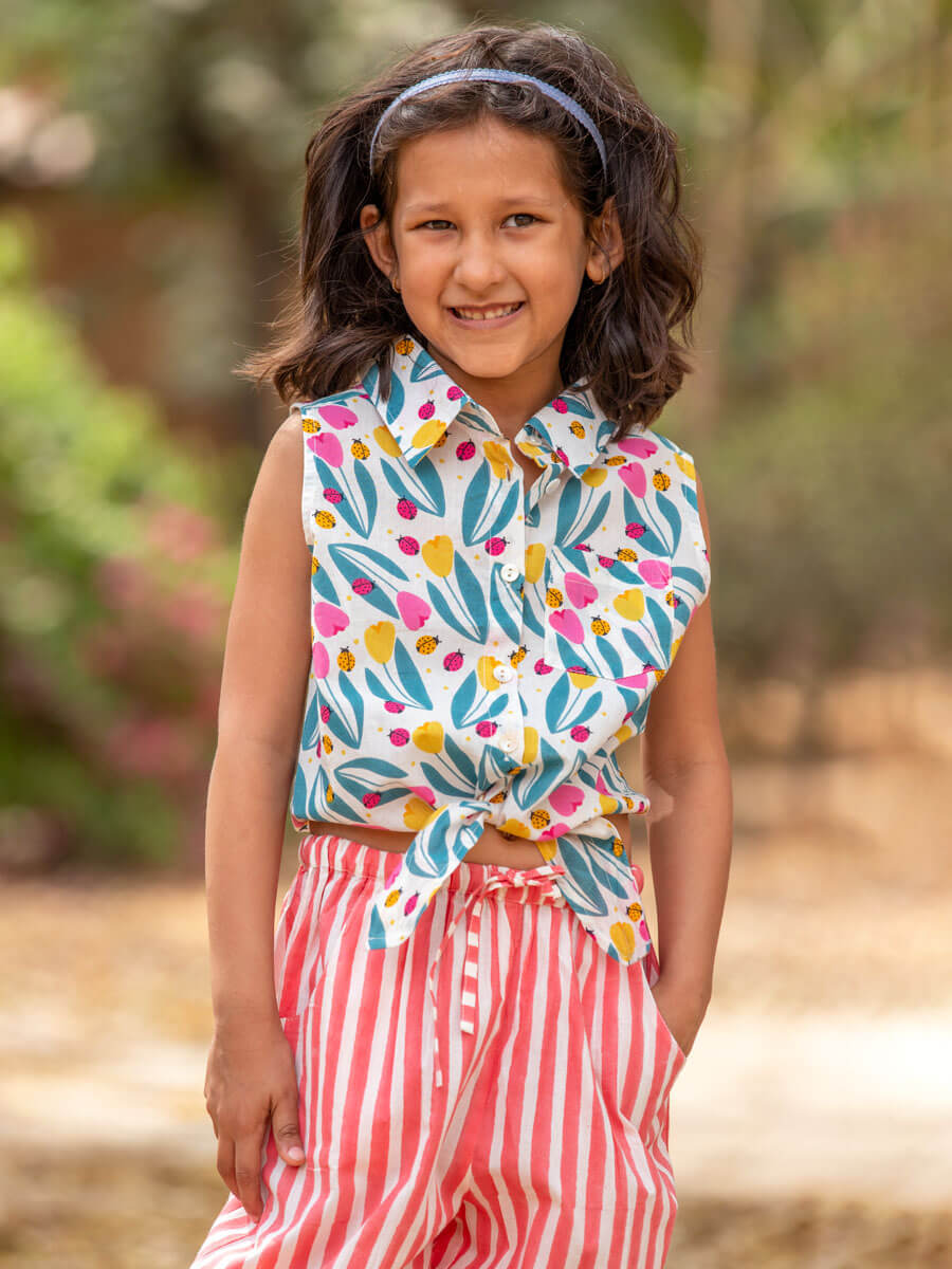 Confetti Sleeveless Tie-up Top