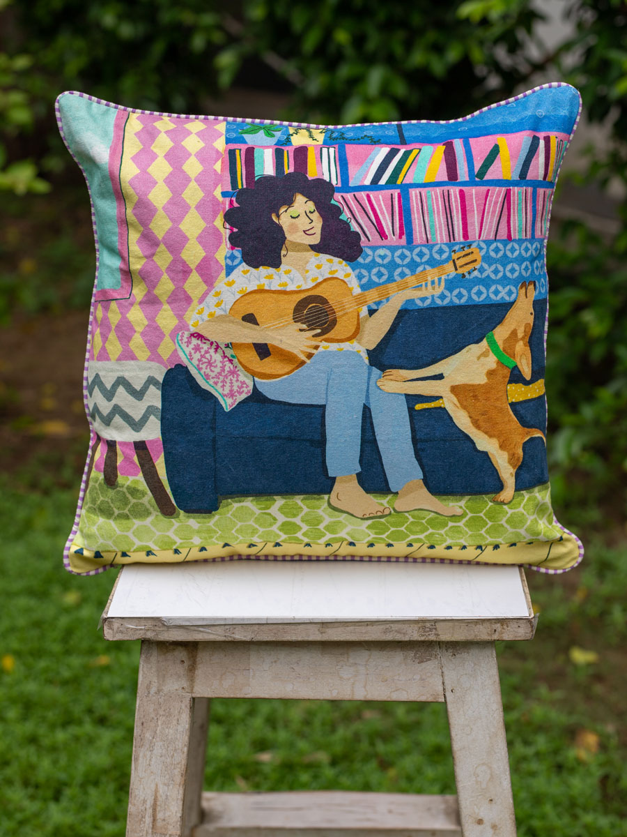 Sing a Song, Dear Friend Cushion Cover - 16 Inch