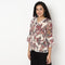 V-Neck Printed Peplum Top