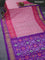 Pochampally silk saree pink shade and violet with allover ikat weaves and zari woven border