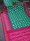 Pochampally silk saree teal green and magenta pink with allover ikat butta weaves and ikat woven zari border