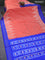 Pochampally silk saree red and blue with plain body and simple border