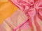 Pure kanjivaram tissue silk saree yellow and light pink with thread & zari woven brocade weaves and zari woven border