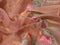 Tissue saree peach shade with floral digital prints and embroidery floral design cut work border