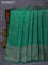 Banarasi raw silk saree green with allover zari stripe pattern and woven border