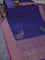 Banarasi handloom dupion silk saree navy blue and purple with plain body and floral design woven border