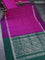 Pure uppada silk saree magenta pink and green with allover thread & silver zari woven floral buttas and silver zari woven simple border