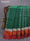 Pure uppada silk saree green and red with silver zari woven floral buttas and silver zari woven simple border