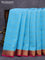 Mysore silk saree light blue and pink with allover zari checked pattern and zari woven border