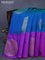 Pure kanjivaram silk saree dual shade of bluish green and purple with zari woven buttas and zari woven butta border