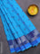 Bengal cotton saree cs blue and blue with thread woven buttas and thread woven border without blouse