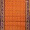 Bengal cotton saree orange and blue with thread woven buttas and thread woven border without blouse