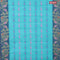 Bengal cotton saree teal blue and blue with thread woven buttas and long thread woven border without blouse