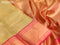 Pure kanjivaram tissue silk saree gold and pink with allover zari checked pattern & buttas and rich zari woven border