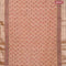 Chanderi silk cotton saree pastel peach and dark coffee brown with natural vegetable prints and zari woven gotapatti lace border