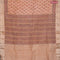 Chanderi silk cotton saree pastel peach and dark coffee brown with natural vegetable prints and zari woven gotapatti lace border