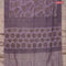 Chanderi silk cotton saree pastel wine shade and green with natural vegetable prints and zari woven gotapatti lace border