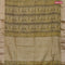 Chanderi silk cotton saree elaichi green and black with natural vegetable prints and zari woven gotapatti lace border