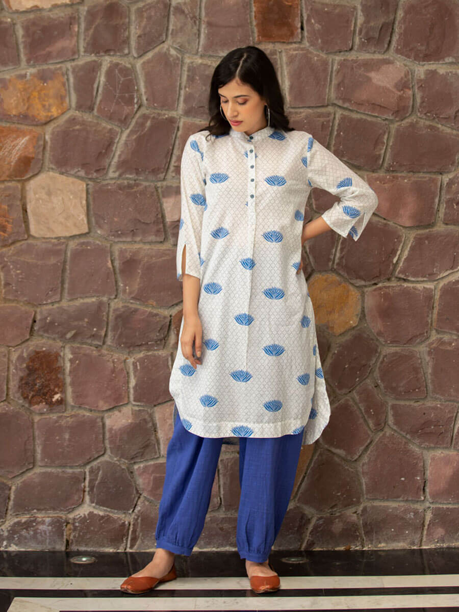 Ira Block Printed Cotton Long Kurta