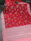 Banarasi poona silk saree red and peach shade with allover thread & silver zari weaves and silver zari woven border
