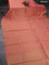 Banarasi semi crepe saree peach pink with allover zari woven brocade weaves and lace work border