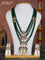 Beaded multilayer green necklace chandbali pendant with kemp & cz stones and pearl hangings in victorian finish