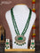 Beaded double layer green necklace with emerald kundan & cz stones and pearl hangings in victorian finish