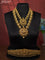 Antique bridal set lakshmi design with kemp cz stones and pearl & golden beads hanging