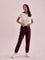 Women Solid Dark Wine Mid Rise Casual Joggers