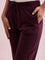 Women Solid Dark Wine Mid Rise Casual Joggers