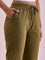 Women Solid Olive Green Mid Rise Casual Joggers