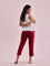 Women Solid Maroon Mid Rise Cropped Pencil Pant