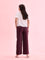 Women Solid Dark Wine Linen Cargo Pant