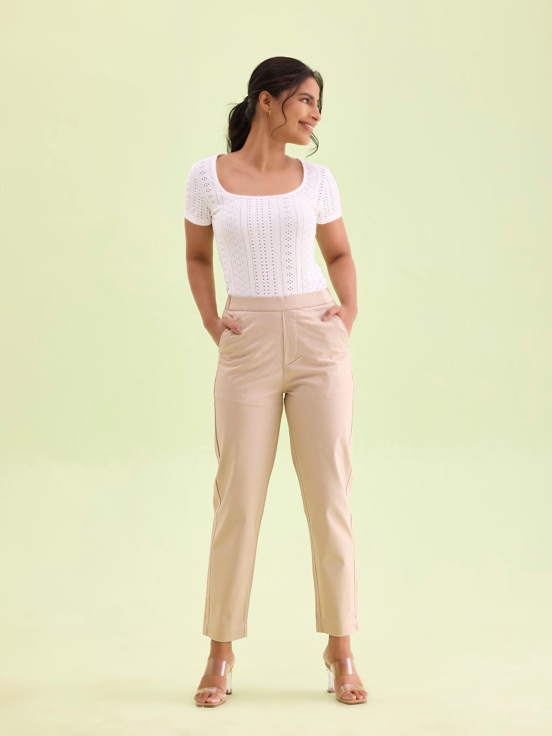 Women Khaki Chinos Trousers