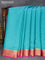 Pure mysore silk saree teal blue and pink with zari woven buttas and zari woven border