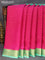 Pure mysore silk saree pink and teal green with allover zari checked pattern and zari woven border