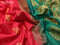 Pure gadwal silk saree red and green with zari woven buttas and long zari woven border