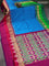 Pochampally silk saree cs blue with plain body and zari woven ganga jamuna border