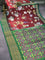 Pure kanjivaram silk saree maroon and green with allover floral digital prints and annam zari woven border