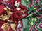 Pure kanjivaram silk saree maroon and green with allover floral digital prints and annam zari woven border