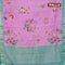 Banarasi kota saree light pink and teal green with floral digital prints and rettapet silver zari woven border