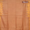 Semi tussar saree sandal with allover zari weaves and temple design zari woven border & embroidery work blouse