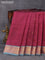 10 yards silk cotton saree dark magenta and teal blue with annam & rudhraksha zari woven buttas and paisley & annam zari woven border without blouse